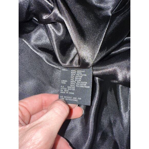 Women's Black White Classic Houndstooth Plaid Wool Blend Poncho Cape Coat Medium - Picture 4 of 5